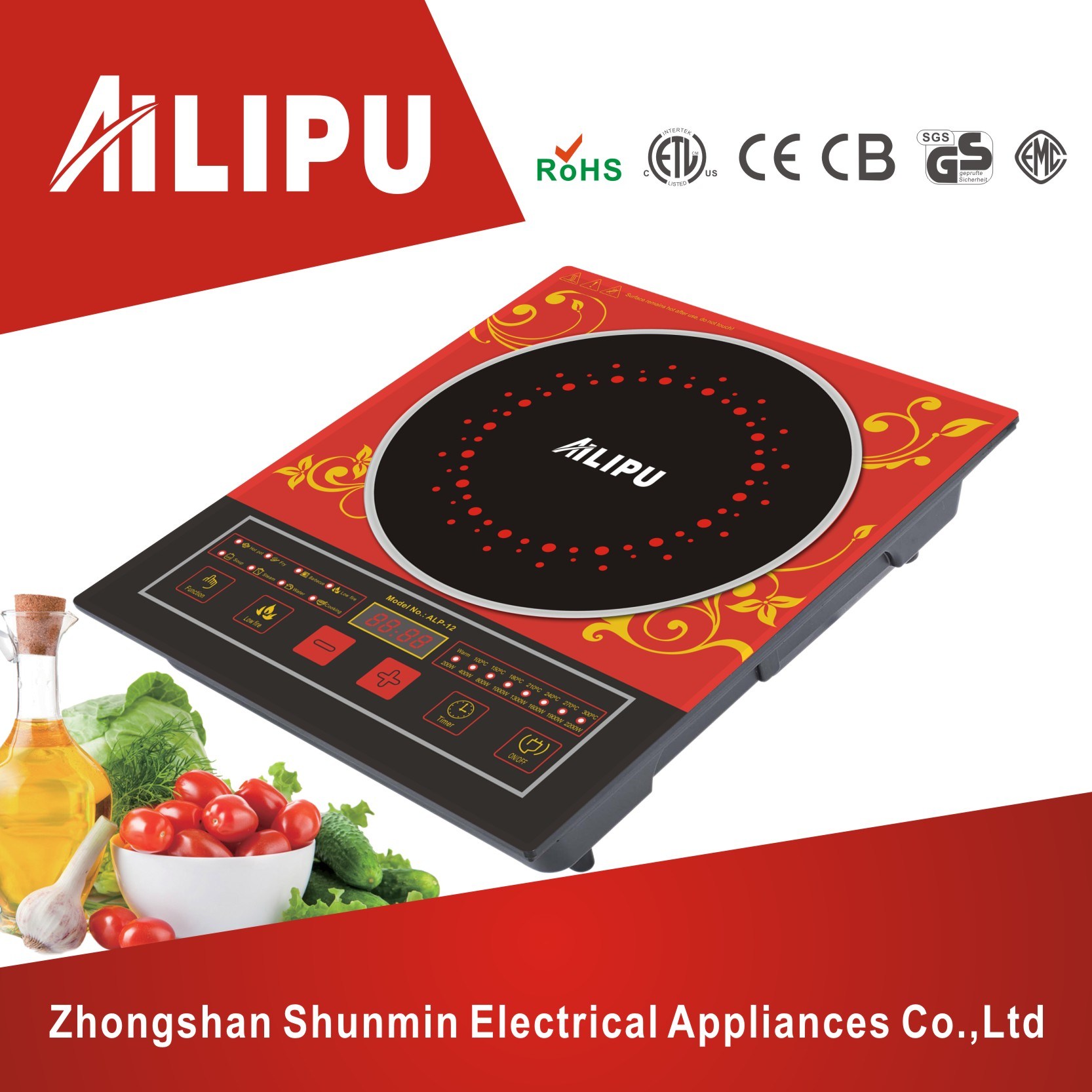 Hot Sale and Big Plate with Steel Ring Colorful Electric Induction Cooker