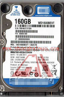 2.5'' SATA 160GB Hard Disk (WD1600BEVT)