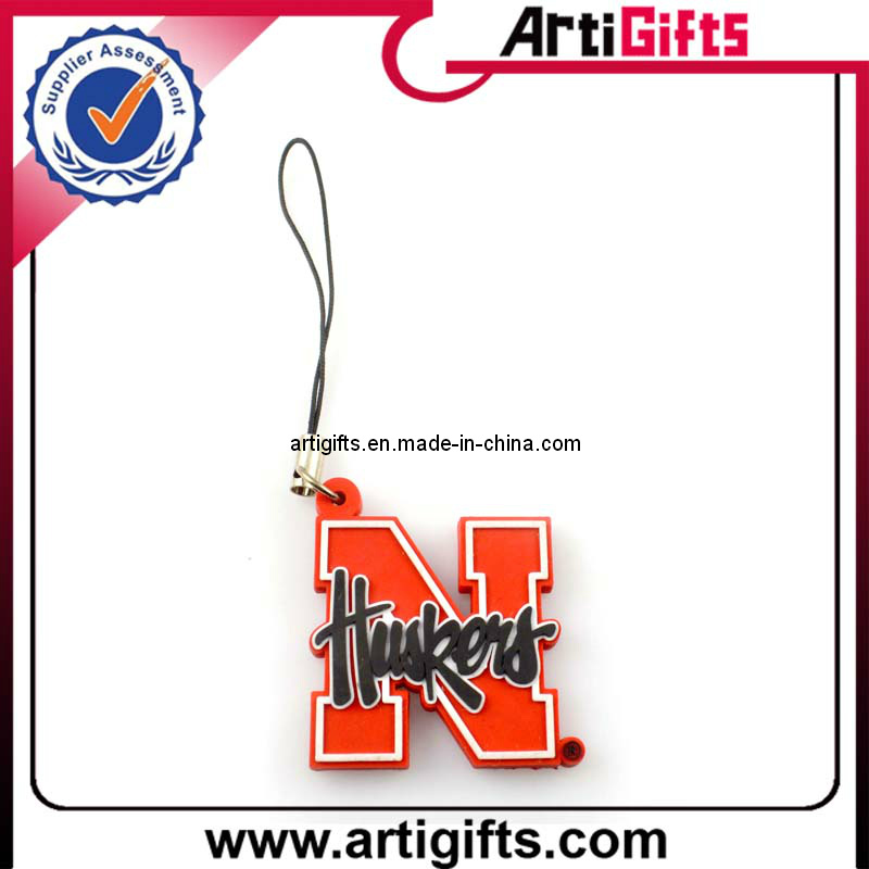 Rubber PVC Phone Strap with 2D Logo