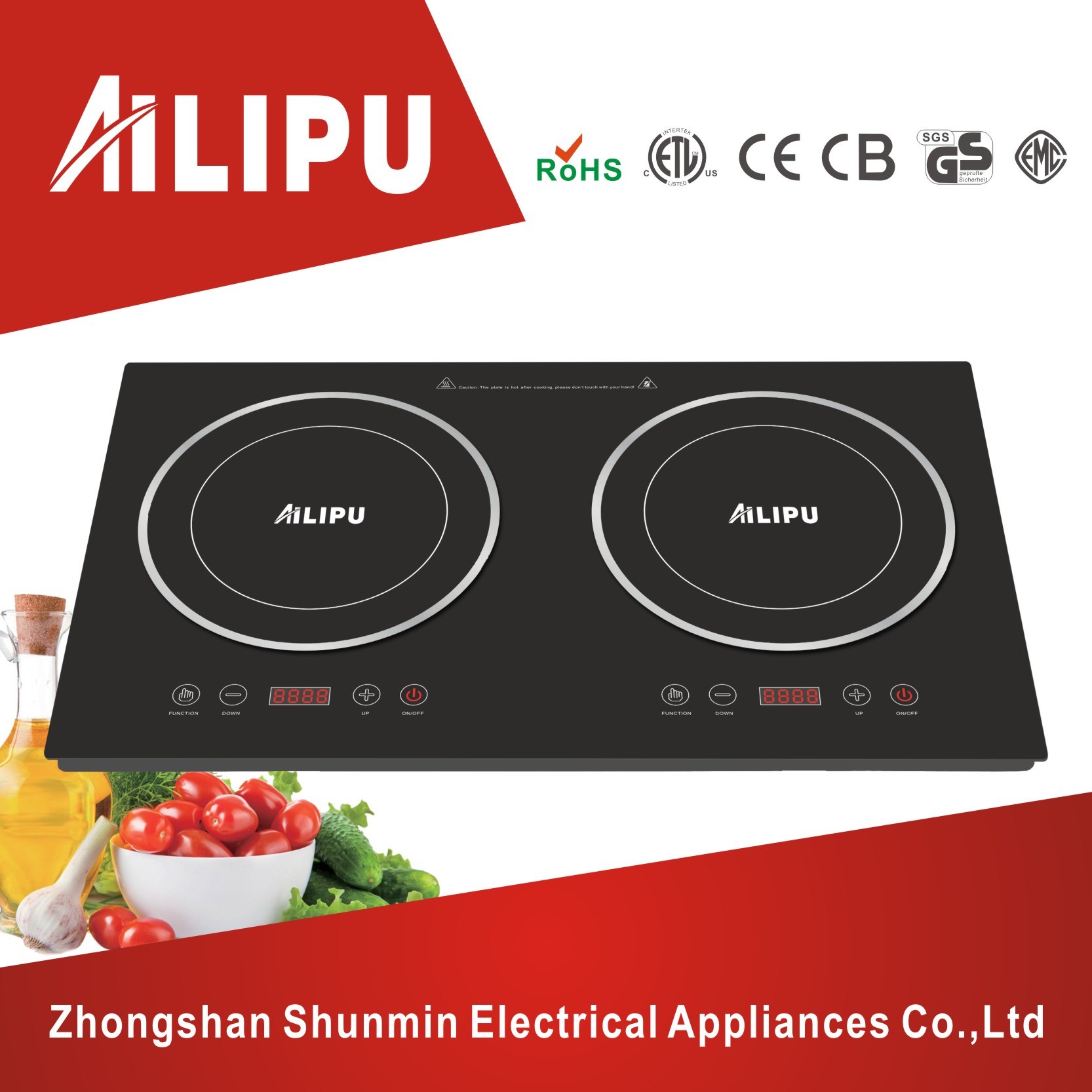 Double Hotplate Inbuilt Induction Hob/CE/CB/RoHS Induction Cooker/Electric Stove