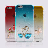 Bling Blue Swan Diamond Mobile Phone Cover with Transparent PC Material for iPhone 6plus
