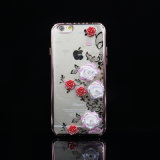 Top Selling Pasting Diamond and Flower Electroplating PC Case Mobile Phone Case for iPhone 6/6plus