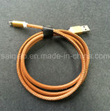 Leather Cable 1m Data Cable with Charging Light for Ios for Android Smart Phone