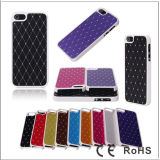 Accessories Mobile Phone , Flash Metal Shell PU Stripe Phone Cover for iPhone 5g