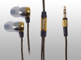 Unique Metal Earphone with Two-Color Fabric Cable