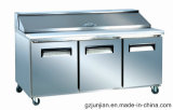 Kt2 Three Door Stainless Steel Kitchen Counter Top Workbench Pizza Refrigerator with CE and RoHS Approval