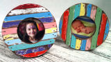 Round Hand Colorful Painted Wood Photo Frames