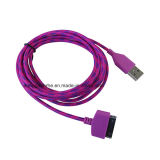 Purple Color Round Nylon USB Cable for Micro Phone (RHE-A3-004)