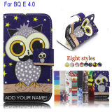 Owl Leather Flip Cover Mobile Phone Case for Bq Aquaris E4.0 (BQ Aquaris E4.0 Case)