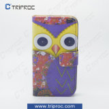 ODM Custom Printing PU Leather Cell Phone Cover for Samsung Galaxy S4 (Owl)