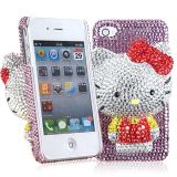 Cute 3D Cartoon Hello Kitty Shining Rhinestones Inlaid Hard Case for iPhone 4G - Assorted Color