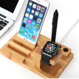 Factory Supply Bamboo Wooden Exquisite Universal Pen Mobile Phone Multifunction Wood Desktop Holder for Apple Watch