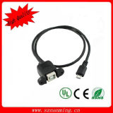 Printer Cable Panel Mount to Micro USB Cable