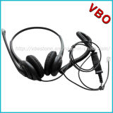 Binaural Telecommunication Call Center Telephone Headset with Noise Cancelling Rubber Mic Boom