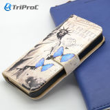 OEM Customized UV Printing PU Leather Wallet Folio Style Smart Cell Mobile Phone Cover for Apple iPhone 5 5s