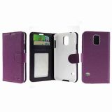Fashion Wallet Case with ID Credit Card Slots for iPhone 5 / iPhone 5s - Purple