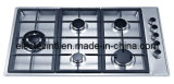 Gas Hob with 5 Burners and Staniless Steel Mat Panel, 1.5V Battery Pulse Ignition, Cast Iron Pan Support (GH-S9145C)