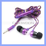 3.5mm Fashion Color Woven Cable Earphone with Mic for iPhone iPad Samsung MP3 Tablet PC
