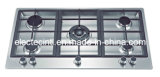 Gas Cooker with 5 Burners and Staniless Steel Mat Panel, 1.5V Battery Pulse Ignition, Cast Iron Pan Support (GH-S9155C)