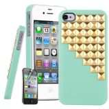 Fashion Punk Spikes and Studs Mobile Phone Case for iPhone 5 Cover with Pyramid Rivet