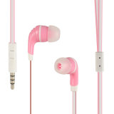 Pink Flat Cable Promotional Earphones for Gifts