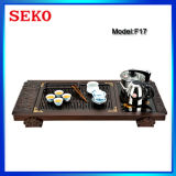 #Seko# Elegant Multi-Function Double Stove Stainless Steel Kettle Electric Cooker with Wooden Tea Tray