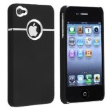 Deluxe Black Case Cover W/Chrome for iPhone 4 4G 4s