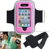 Sports Running PU Adjustable Armband Case with Velcro Closure for iPhone 4G - Pink