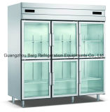 Glass Doors Stainless Steel Commercial Refrigerator with Ce