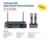 Professional UHF Double Channel Wireless Microphone Jj-U6100