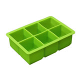 Large Size Custom Silicone Ice Cube Tray with 6 Cavities Bar Drink Whiskey Big Square Ice Brick Cube Maker Tray Mold