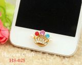 Colorful Crystal Crown Cell Phone Home Button Sticker (HS-025)