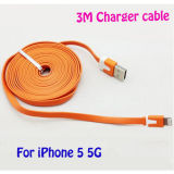 3m 10ft 8pin Noodle Cable for iPhone5 5g 5s 5c iPad Mini Lightning USB Support Ios 7