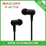Black Threaded Metallic Earphone with Microphone Flat Cable Stereo Earphone Supplier