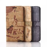 Luxury Map Design Leather Mobile Phone Cover for Samsung S6