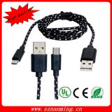 Micro USB Male Data Charging Nylon Cable - Black