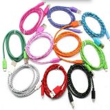 Braided Nylon Fabric Micro USB Charger Data Cable for Samsung