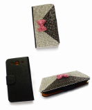 Lovely Metal Chain Bowknot Leather Case for Samsungs