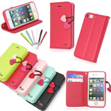 Lovely Cherry Flip Card PU Leather Case Cover for iPhone 6 4.7