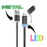 LED Light up Metal Universal 2-in-1 Sync and Charge Cable