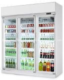 Three Glass Door Drink Display Refrigerator with Ce