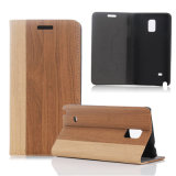 Hot Sales! High Quality Retro Stand Flip Leather Wooden Case for Samsung Galaxy&Apple iPhone