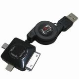 Mobile Phone Cable with USB2.0 Male to Micro USB + Lightning 8 Pin + Apple 30 Pin 3 in Retractable (SNY4910)