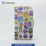 OEM Custom Drawing PU Leather Cell Phone Cover / Mobile Phone Cover for Samsung Galaxy S4 (owl 05)