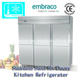 Stainless Steel Kitchen Refrigerator with Six Doors
