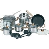 Marble Coating Induction Avaiable Hard Anodized Cookware with LFGB Standard and Hollow Stainless Steel