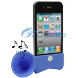Portable Amplifier with Microphone Silicone Horn Stand Speaker for iPhone 4 & 4s / 3GS / 3G