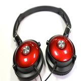 Portable Cool Headphone with Microphone. Red and Black Earphone