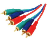 Component Audio/Video Cable (1-VIDEO+2-AUDIO) Moulded 3 RCA Plugs to 3 RCA Plugs, Clear Cable