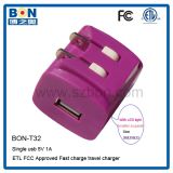 EU/Us Plug Mini Micro USB 2 in 1 Mobile Phone Home USB Charger with FCC ETL